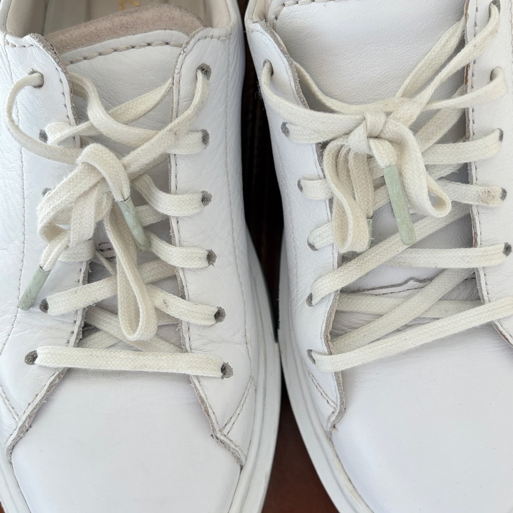 Clarks White Leather Platform-Style Sneakers - Picture 4 of 9